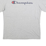 CHAMPION Mens Grey L Graphic T-Shirt Short Sleeve Crew Neck Cotton Blend Logo