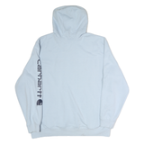 CARHARTT Mens Light Blue Hoodie 2XL Cotton Pullover Sweatshirt Logo Print