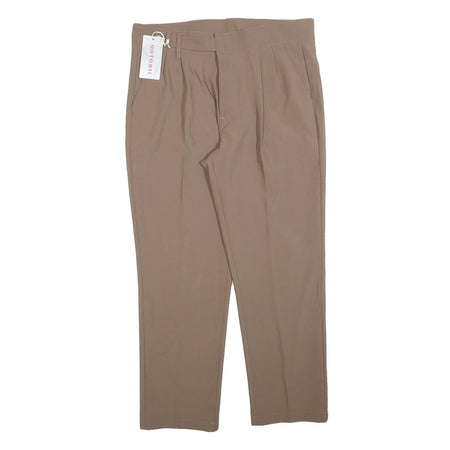 OOTORII Womens Beige Regular Fit Straight Trousers W33 L27 Zip Closure New With