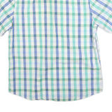 LACOSTE Mens Blue & Green Check Shirt M Cotton Blend Button Down Collar Short