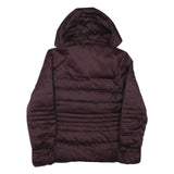 DKNY Womens Maroon Bomber Jacket L Polyester Blend Plain Zip Hooded Stylish