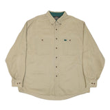 GREATLAND Mens Beige Cotton Blend Shirt XL Button-Down Collar Long Sleeve Casual