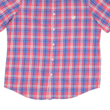 CHAPS Mens Red & Blue Check Shirt L Button-Down Collar Short Sleeve Casual