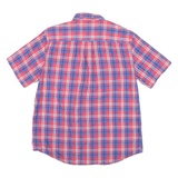 CHAPS Mens Red & Blue Check Shirt L Button-Down Collar Short Sleeve Casual