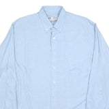 C&A Mens Blue Cotton Blend Shirt L Long Sleeve Button Collar Casual