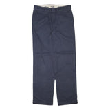 DICKIES Mens Cotton Blend Navy Regular Straight Trousers W33 L33 Workwear