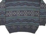 TIP TOP TAILORS Mens Grey Patterned V Neck Chunky Knit XL Jumper Acrylic Sweater