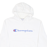 CHAMPION Mens White Pullover Hoodie M Cotton Blend Classic Logo Casual