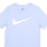 NIKE Mens White T-Shirt S Short Sleeve Crew Neck Cotton Blend Classic Logo