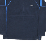 FILA Mens Navy Blue Sports Jumper Polyester Blend Pullover Zip Neck M Casual