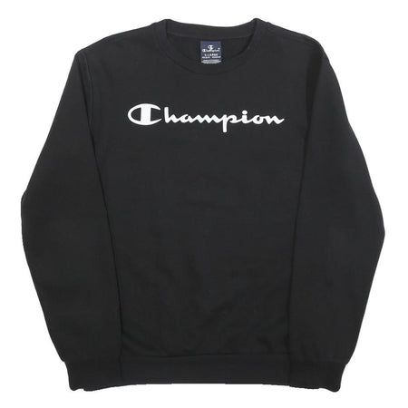 CHAMPION Boys Black Crew Neck 13-14Y Cotton Sweatshirt