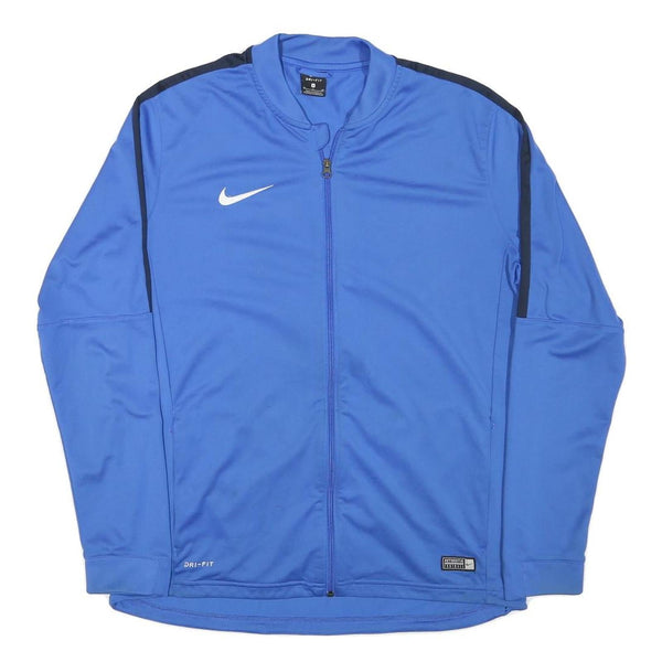 NIKE Mens Blue & Black Track Jacket XL Polyester Blend Plain Zip Athletic