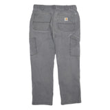 CARHARTT Mens Cotton Grey Relaxed Straight Trousers W34 L30 Workwear