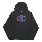 CHAMPION REVERSE WEAVE Mens Black Hoodie L Cotton Blend Pullover Casual