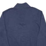 NAUTICA Mens Navy Blue Patterned Polo Neck Cotton Blend Jumper XL Button Up Rib