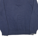 NAUTICA Mens Navy Blue Patterned Polo Neck Cotton Blend Jumper XL Button Up Rib