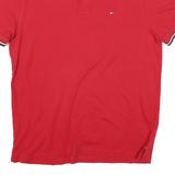 TOMMY HILFIGER Mens Red Short Sleeve Plain Polo Shirt M Cotton Blend