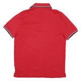 TOMMY HILFIGER Mens Red Short Sleeve Plain Polo Shirt M Cotton Blend