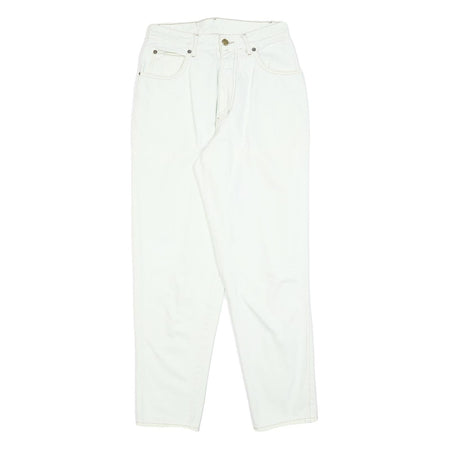 BASIC Womens Regular Fit White Cotton Blend Denim Jeans W26 L28 Classic Zip