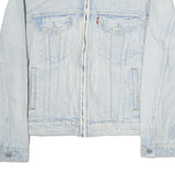 LEVI'S Mens Blue Denim Jacket S Cotton Zip Plain Lightweight Casual