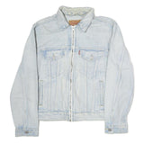 LEVI'S Mens Blue Denim Jacket S Cotton Zip Plain Lightweight Casual