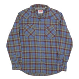 WRANGLER Mens Blue & Maroon Checked Shirt M Cotton Blend Casual Classic Buttoned