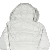 COLUMBIA Womens White Puffer Jacket L Polyester Blend Hooded Zip Outdoor