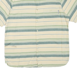 WOOLRICH Mens Cream & Green Stripe Cotton Blend Short Sleeve Shirt L Casual