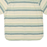 WOOLRICH Mens Cream & Green Stripe Cotton Blend Short Sleeve Shirt L Casual