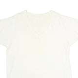 Mens White Plain XL Short Sleeve V-Neck Cotton Blend T-Shirt Casual Basic