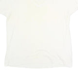 Mens White Plain XL Short Sleeve V-Neck Cotton Blend T-Shirt Casual Basic