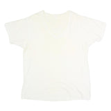 Mens White Plain XL Short Sleeve V-Neck Cotton Blend T-Shirt Casual Basic