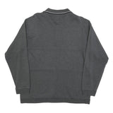 Mens Grey Polo Collar L Sweatshirt Travel Motif Cotton Blend Knit