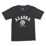 CRAZY APPAREL Mens Black Alaska Graphic T-Shirt S Short Sleeve Crew Neck Cotton