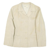 Womens Cream Button Synthetic Classic Jacket S Plain Lightweight Casual