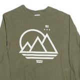 LEVI'S Mens Green Graphic Long Sleeve Crew Neck T-Shirt S Cotton Blend Casual