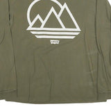 LEVI'S Mens Green Graphic Long Sleeve Crew Neck T-Shirt S Cotton Blend Casual
