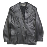 ROISIN DESIGNS Womens Black Leather Button Jacket UK 14 Classic Tailored