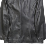 ROISIN DESIGNS Womens Black Leather Button Jacket UK 14 Classic Tailored