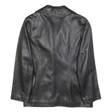 ROISIN DESIGNS Womens Black Leather Button Jacket UK 14 Classic Tailored