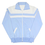 Mens Blue & White Casual Zip Up Jacket S Polyester Blend Colourblock Lightweight