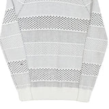 GUESS Womens White Patterned Jumper Cold Shoulder Round Neck Chunky Knit XS