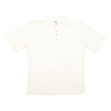 OSHMAN'S CLUB Mens White Short Sleeve Plain L Cotton Blend Polo Shirt Casual