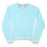 CHAMPION Mens Blue & White Crew Neck L Cotton Blend Pullover Sweatshirt