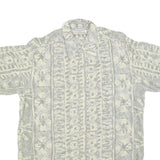CASUAL LINE Mens Cream & Grey Pattern Shirt M Short Sleeve Button Up Casual Wear