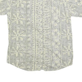 CASUAL LINE Mens Cream & Grey Pattern Shirt M Short Sleeve Button Up Casual Wear