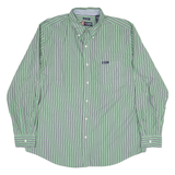 CHAPS Mens Green & White Stripe Shirt XL Button Down Classic Fit Casual