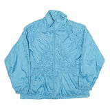 TRIPLES Womens Blue Nylon Jacket M Zip Lightweight Casual