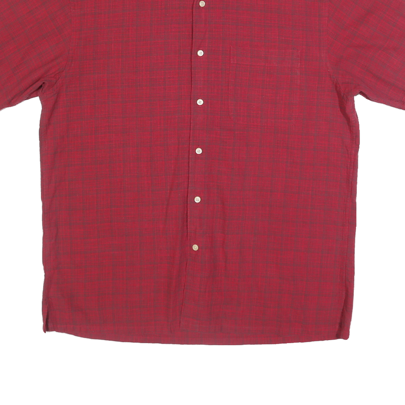 NAUTICA Mens Red Check Shirt L Button Down Casual Cotton Summer