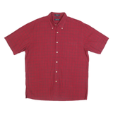 NAUTICA Mens Red Check Shirt L Button Down Casual Cotton Summer